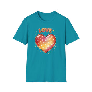 Love Heart Graphic T-Shirt, Cute Aesthetic Red Gold Heart Shirt for Women