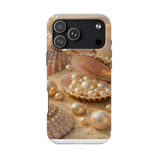 Pearl Seashell Tough Phone Case, Beachy Luxe Protective Aesthetic Cover