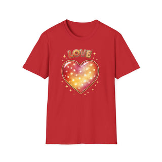 Love Heart Graphic T-Shirt, Cute Aesthetic Red Gold Heart Shirt for Women