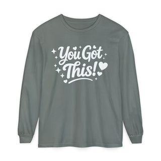 You Got This Long Sleeve Shirt – Cute Motivational Graphic Tee, Positive Affirmation Shirt, Trendy Red Aesthetic Top