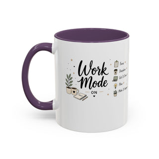Work Mode ON Accent Coffee Mug (11, 15oz) – Productivity & Focus