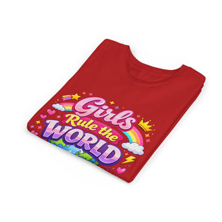Girls Rule The World Shirt Cute Empowering Kids Graphic Tee Gift