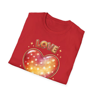 Love Heart Graphic T-Shirt, Cute Aesthetic Red Gold Heart Shirt for Women