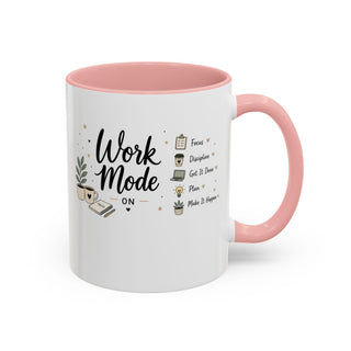 Work Mode ON Accent Coffee Mug (11, 15oz) – Productivity & Focus