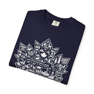 Canada Outdoor Shirt White Maple Leaf with Provinces Territories and Cities Vintage Wilderness Design
