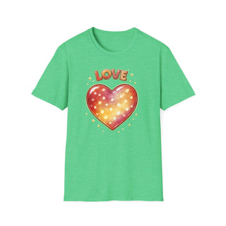 Love Heart Graphic T-Shirt, Cute Aesthetic Red Gold Heart Shirt for Women
