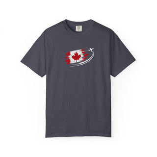 Distressed Canadian Flag Airplane T-Shirt, Maple Leaf Aviation Tee, Patriotic Travel Comfort Colors Shirt