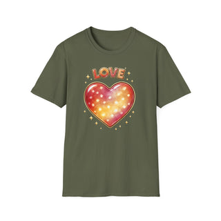 Love Heart Graphic T-Shirt, Cute Aesthetic Red Gold Heart Shirt for Women