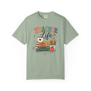 Teacher Life Retro Graphic Tee, Cute Vintage Teacher Shirt, Coffee Teach Inspire Repeat Gift for Teachers and Educators