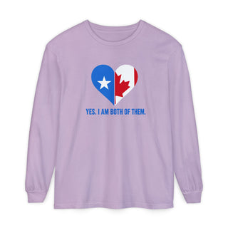 Somali Canadian Pride Long Sleeve Shirt – Yes I Am Both of Them, Somalia Canada Flag Heart Tee