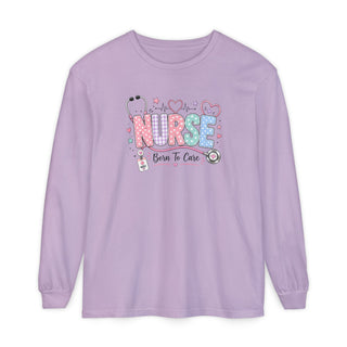 Born to Care Nurse Long Sleeve Shirt Cute Healthcare RN LPN NICU School Nurse Tee New Nurse Birthday Gift