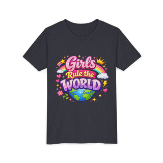 Girls Rule The World Shirt Cute Empowering Kids Graphic Tee Gift