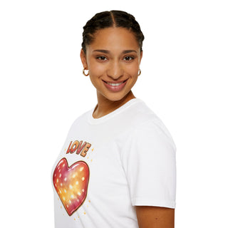 Love Heart Graphic T-Shirt, Cute Aesthetic Red Gold Heart Shirt for Women