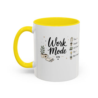 Work Mode ON Accent Coffee Mug (11, 15oz) – Productivity & Focus