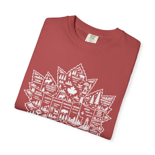 Canada Outdoor Shirt White Maple Leaf with Provinces Territories and Cities Vintage Wilderness Design