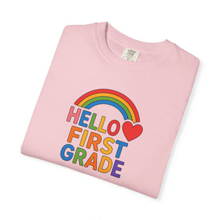 Hello First Grade T-Shirt — Rainbow Back-to-School Shirt for Kids