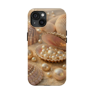 Pearl Seashell Tough Phone Case, Beachy Luxe Protective Aesthetic Cover