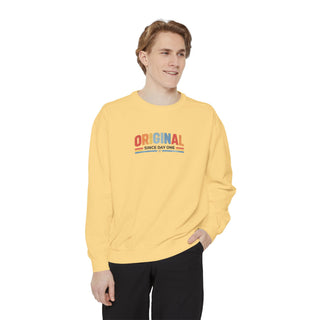 Vintage Graphic Sweatshirt – Garment Dyed Relaxed Fit Crewneck Original Since Day One Sweatshirt
