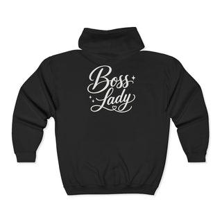 Boss Lady Hoodie Full Zip Motivational Statement Hoodie for Women Comfortable Casual