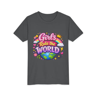 Girls Rule The World Shirt Cute Empowering Kids Graphic Tee Gift