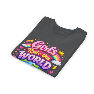 Girls Rule The World Shirt Cute Empowering Kids Graphic Tee Gift