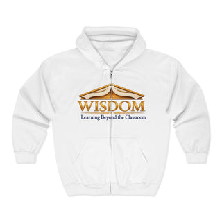 Teacher Appreciation Gift Full Zip Hoodie Educator Present Cotton Poly Blend Comfort Sweatshirt Embroidered Wisdom Design Book Motif Details Professional Teaching Wear School Staff Apparel Roomy Classic Fit Front Pockets Storage Daily