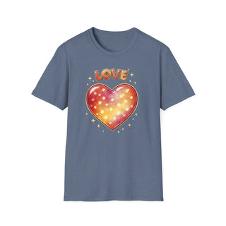 Love Heart Graphic T-Shirt, Cute Aesthetic Red Gold Heart Shirt for Women