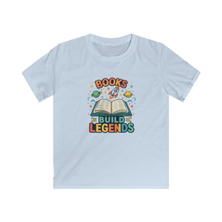 Books Build Legends Kids T-Shirt – Cool Reading Graphic Tee for Boys, Fun Book Lover Shirt for Kids