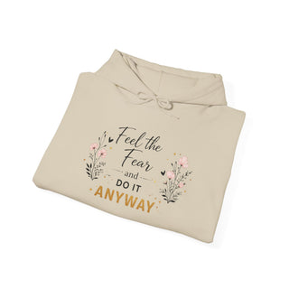 Feel the Fear Do It Anyway Inspirational Floral Hoodie Positive Quote Gift