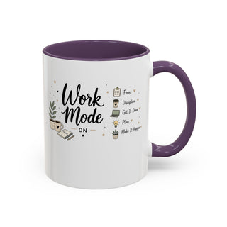Work Mode ON Accent Coffee Mug (11, 15oz) – Productivity & Focus