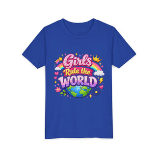 Girls Rule The World Shirt Cute Empowering Kids Graphic Tee Gift