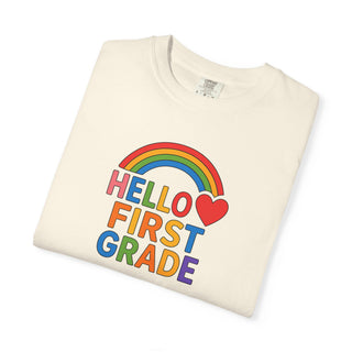 Hello First Grade T-Shirt — Rainbow Back-to-School Shirt for Kids