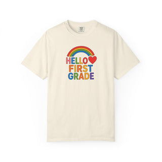 Hello First Grade T-Shirt — Rainbow Back-to-School Shirt for Kids