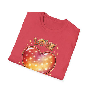 Love Heart Graphic T-Shirt, Cute Aesthetic Red Gold Heart Shirt for Women