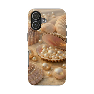 Pearl Seashell Tough Phone Case, Beachy Luxe Protective Aesthetic Cover