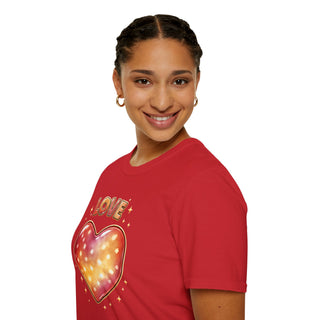 Love Heart Graphic T-Shirt, Cute Aesthetic Red Gold Heart Shirt for Women