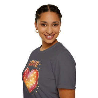 Love Heart Graphic T-Shirt, Cute Aesthetic Red Gold Heart Shirt for Women