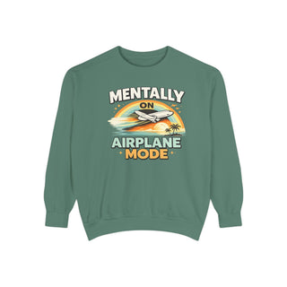 Comfort Colors Mentally On Airplane Mode Vintage Retro Airplane Sweatshirt
