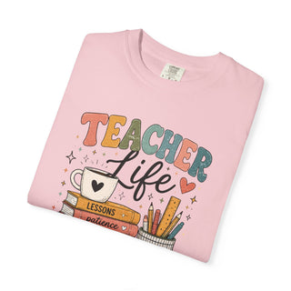 Teacher Life Retro Graphic Tee, Cute Vintage Teacher Shirt, Coffee Teach Inspire Repeat Gift for Teachers and Educators
