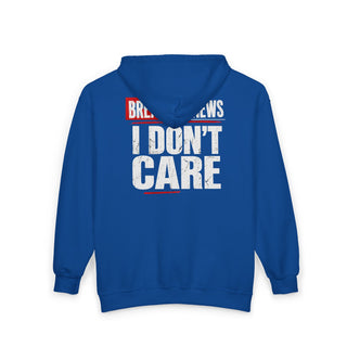 Breaking News I Don't Care Full Zip Unisex Hoodie with Front and Back Design