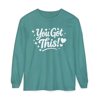 You Got This Long Sleeve Shirt – Cute Motivational Graphic Tee, Positive Affirmation Shirt, Trendy Red Aesthetic Top