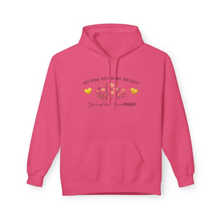 Keep Trying Keep Blooming Don’t Give Up Motivational Floral Hoodie Gift