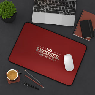 No Excuses Just Results Red Desk Mat – Focus & Productivity Pad
