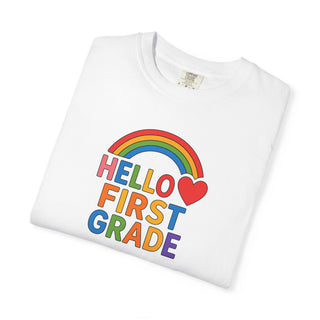 Hello First Grade T-Shirt — Rainbow Back-to-School Shirt for Kids