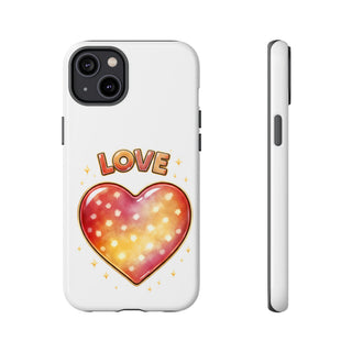 Love Rainbow Heart Phone Case, Pastel Aesthetic Cute Girly Gift for Her