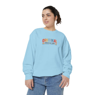 Vintage Graphic Sweatshirt – Garment Dyed Relaxed Fit Crewneck Original Since Day One Sweatshirt