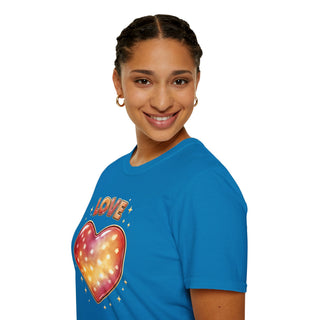 Love Heart Graphic T-Shirt, Cute Aesthetic Red Gold Heart Shirt for Women