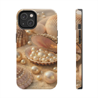 Pearl Seashell Tough Phone Case, Beachy Luxe Protective Aesthetic Cover