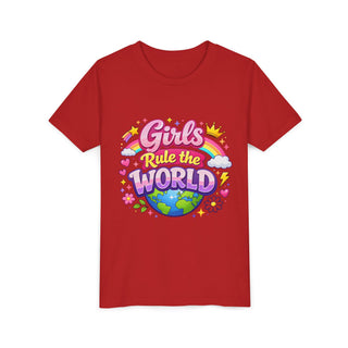 Girls Rule The World Shirt Cute Empowering Kids Graphic Tee Gift