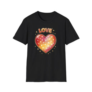 Love Heart Graphic T-Shirt, Cute Aesthetic Red Gold Heart Shirt for Women